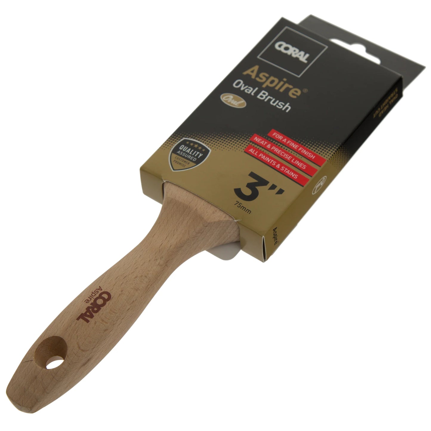 Coral Aspire Oval Paint Brush with Straight Cut