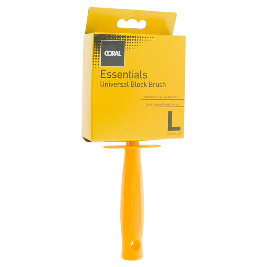 Coral Essentials Block Paint Brush with Synthetic Paintbrush Head for Sheds Fences or Paste 4 inch