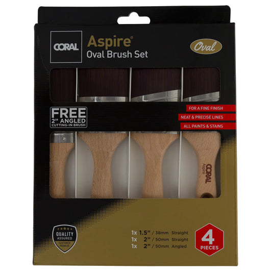 Coral Aspire Oval Paint Brush Set 4 Piece