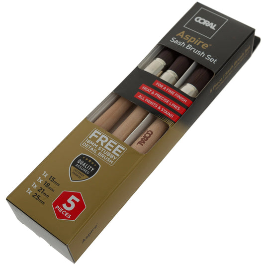 Coral Aspire Round Sash Paint Brush Set 5 Piece