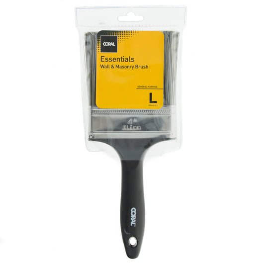 Coral Essentials Wall Paint Brush with a Bristle Paintbrush Head for use with All Paints 4 inch