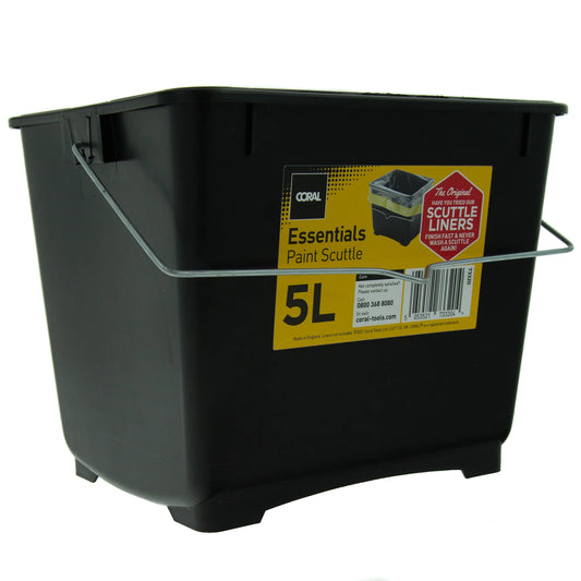 Coral Essentials Plastic Paint Scuttle Container with Metal Handle for Paints and Paste 5 Litre