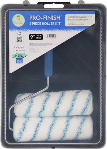 Pro-Finish Wall & Ceiling Roller Kit (2 x Rollers, Tray & Fr  9"/230mm,44mm core