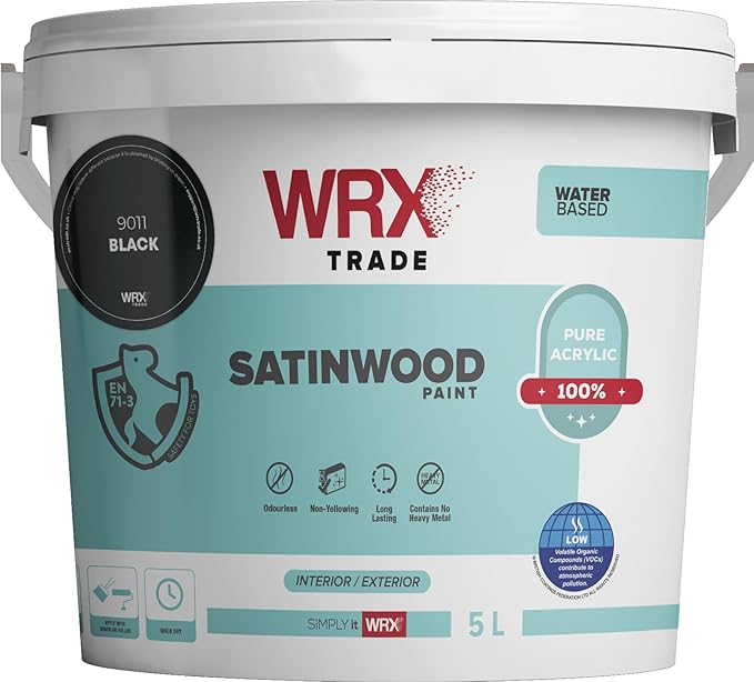 WRX TRADE SATINWOOD PAINT 1 L, 2.5Lt, 5Lt - Black RAL 9011